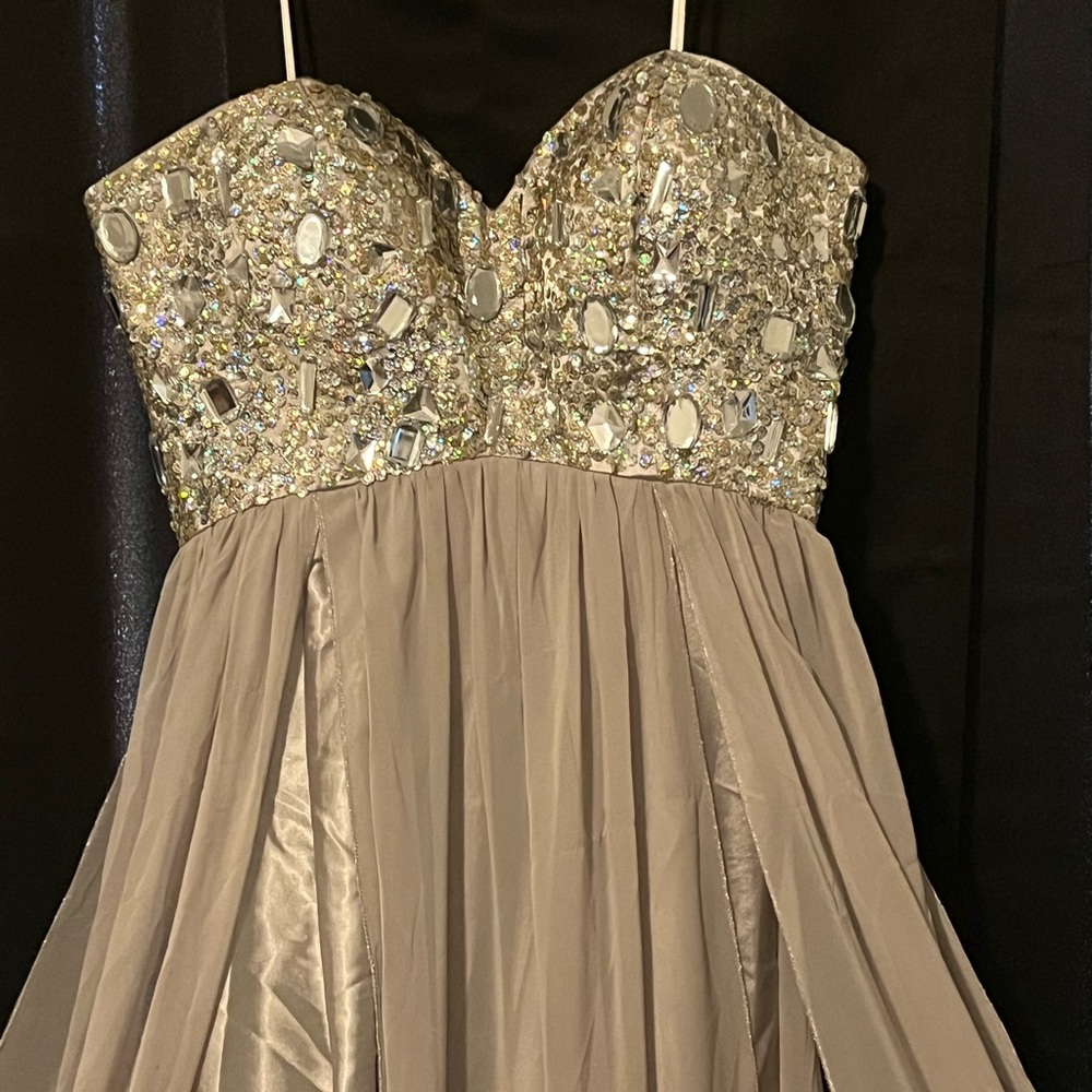 ballgown,promdress,sneakerball,bedazzled in crystals and sequence size large